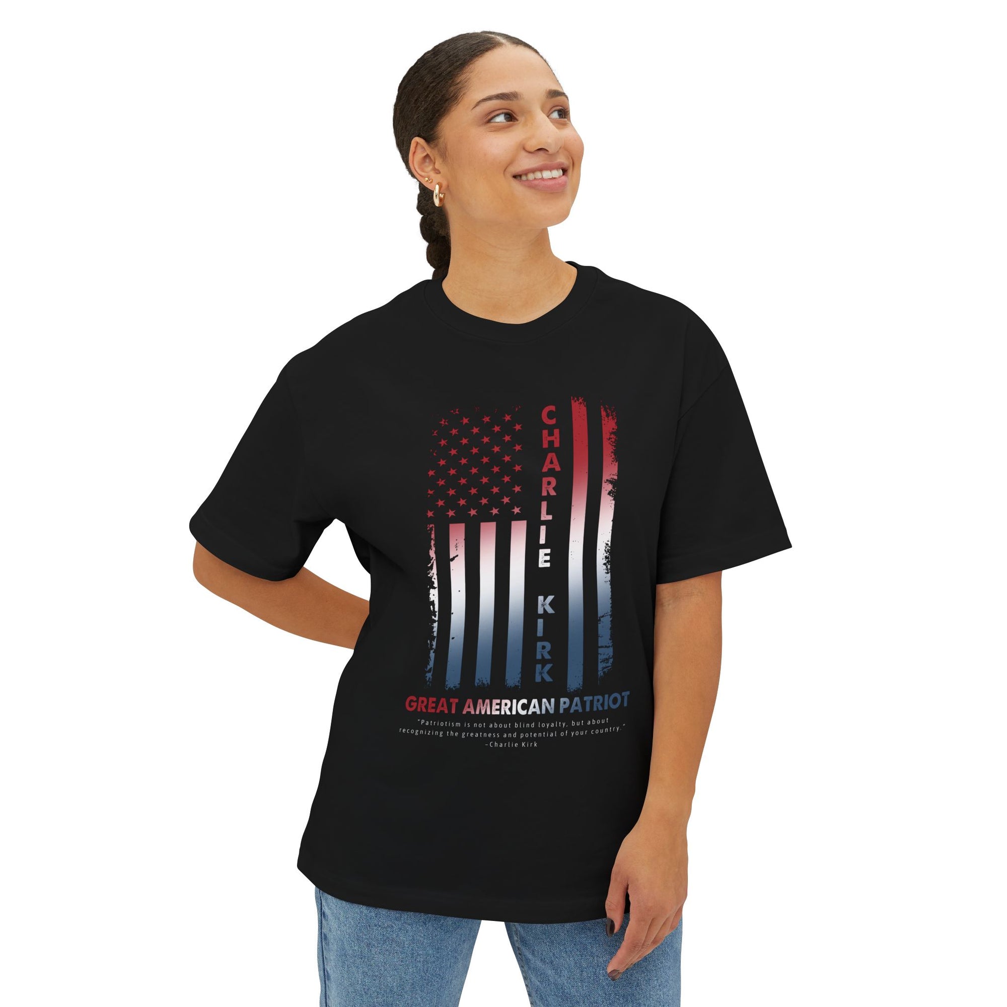 Patriotism - Oversized Boxy T-Shirt – Charlie Kirk Memoir Edition